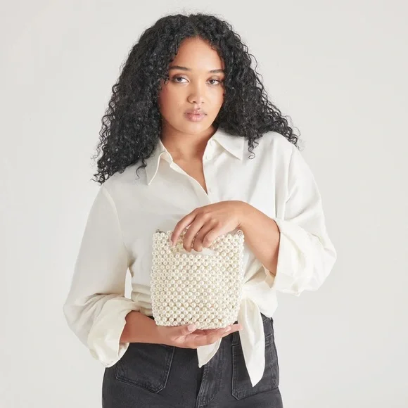 NWOT Dolce Vita Designer Pearl White Handbag with removable chain - Picture 7 of 7